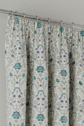 Enhanced Living 100% Blackout Floral Thermal Energy Saving Pair of Curtains with Tape Top Header - Blue - Size: 168 cm width x 229 cm drop - thumbnail 2