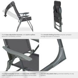 tectake 4 Folding Aluminum Garden Chairs with Headrests in Dark Grey - Size: 4 Person - thumbnail 5