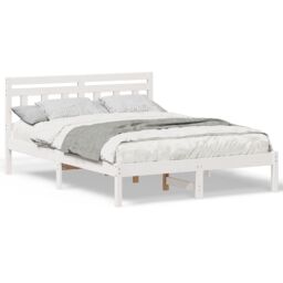 Berkfield Home with Headboard White 140 x 190 cm Pine wood - thumbnail 4