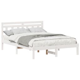 Berkfield Home with Headboard White 140 x 190 cm Pine wood - thumbnail 3