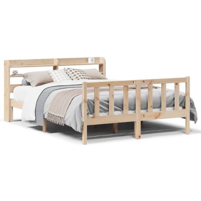 Berkfield Home Bed Frame without Mattress 160x200 cm Solid Wood Pine in Light Tan - image 1