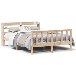 Berkfield Home Bed Frame without Mattress 160x200 cm Solid Wood Pine in Light Tan - thumbnail 1