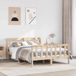 Berkfield Home Bed Frame without Mattress 160x200 cm Solid Wood Pine in Light Tan - thumbnail 2