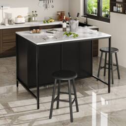 ModernLuxe Kitchen island with adjustable feet - black - thumbnail 2