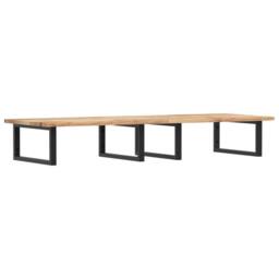 Berkfield Home Elegant Basin Shelf Wall Mounted Steel & Solid Wood Acacia in Brown - thumbnail 3