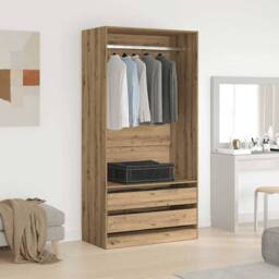 Berkfield Home Wardrobe Artisan Oak 100x50x200 cm Engineered Wood in Brown - Size: 100 x 50 x 200 cm - thumbnail 3