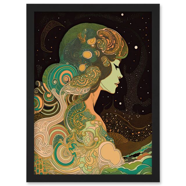 Artery8 Aurora Borealis Modern Concept Art Illustration Artwork Framed Wall Art Print A4 in Black - image 1