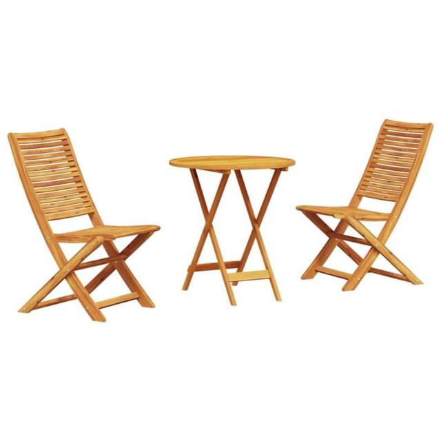Berkfield Home 3-Piece Folding Bistro Set Made of Solid Acacia Wood in Brown - image 1