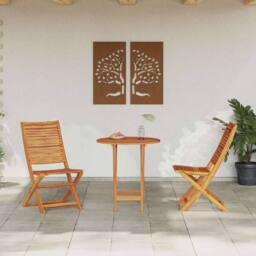 Berkfield Home 3-Piece Folding Bistro Set Made of Solid Acacia Wood in Brown - thumbnail 4