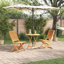 Berkfield Home 3-Piece Folding Bistro Set Made of Solid Acacia Wood in Brown - thumbnail 2