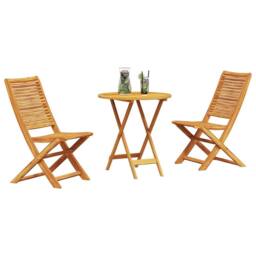 Berkfield Home 3-Piece Folding Bistro Set Made of Solid Acacia Wood in Brown - thumbnail 3