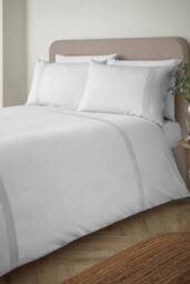 Catherine Lansfield Pintuck Easy Iron Percale Duvet Cover Set in White - Size: Super King - thumbnail 1