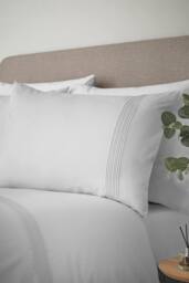 Catherine Lansfield Pintuck Easy Iron Percale Duvet Cover Set in White - Size: Super King - thumbnail 2