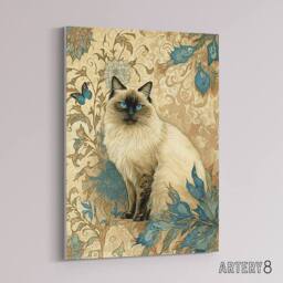 "Artery8 Ragdoll Cat Modern Art Nouveau Canvas Wall Art Print - Size: W12"" x H16""" - thumbnail 2