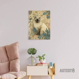 "Artery8 Ragdoll Cat Modern Art Nouveau Canvas Wall Art Print - Size: W12"" x H16""" - thumbnail 3