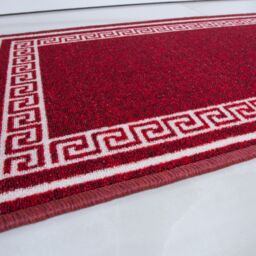 Kukoon Red White Geometric Bordered Non Slip Washable Utility Mat - Size: 120 cm x 160 cm - thumbnail 2