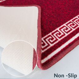 Kukoon Red White Geometric Bordered Non Slip Washable Utility Mat - Size: 120 cm x 160 cm - thumbnail 3