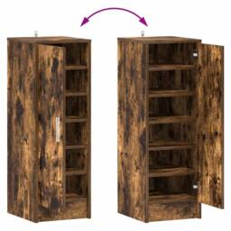 Berkfield Home Shoe Cabinet Smoked Oak 32x35x92 cm Engineered Wood in Brown - Size: 32 x 35 x 92 cm - thumbnail 8