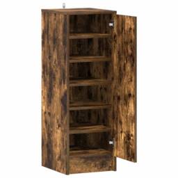 Berkfield Home Shoe Cabinet Smoked Oak 32x35x92 cm Engineered Wood in Brown - Size: 32 x 35 x 92 cm - thumbnail 5