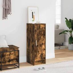 Berkfield Home Shoe Cabinet Smoked Oak 32x35x92 cm Engineered Wood in Brown - Size: 32 x 35 x 92 cm - thumbnail 2