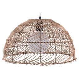 Wyld and Coco Rattan Bell Pendant Light Boho Wicker Ceiling Lamp in Natural - thumbnail 2