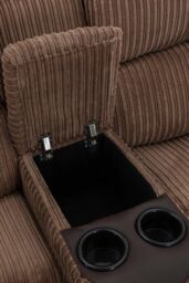More4Homes Postana Single Motor Rise Recliner 2 Seater Cord Drinks Console Sofa in Brown - thumbnail 5