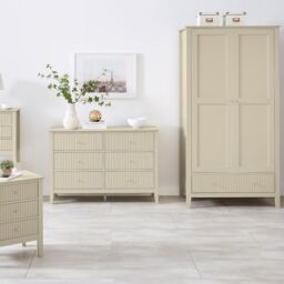 Melody Maison Double Wardrobe, Chest Of Drawers & Pair Of Bedside Tables - Hales Taupe Range in Beige - thumbnail 2