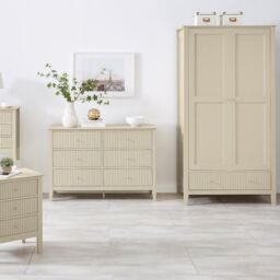 Melody Maison Double Wardrobe, Chest Of Drawers & Pair Of Bedside Tables - Hales Taupe Range in Beige - thumbnail 1