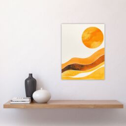 "Artery8 Abstract Yellow Orange Sun Landscape Painting Wall Art Print - Size: W18"" x H24""" - thumbnail 4