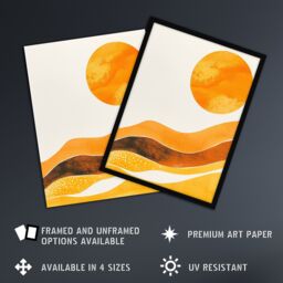 "Artery8 Abstract Yellow Orange Sun Landscape Painting Wall Art Print - Size: W18"" x H24""" - thumbnail 2