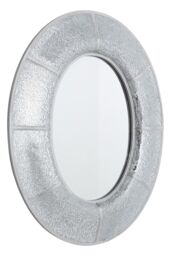 Orsina Oval Wall Mirror With Mosaic Glass Frame, Decorative Boutique Mirror With Smooth Curved Design, MDF Mirror in Silver - thumbnail 2