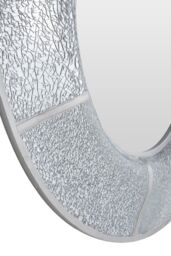 Orsina Oval Wall Mirror With Mosaic Glass Frame, Decorative Boutique Mirror With Smooth Curved Design, MDF Mirror in Silver - thumbnail 3
