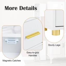 Costway 180 cm Tall Bathroom Cabinet Narrow Storage Organizer w/ 3 Doors in White - thumbnail 8
