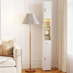 Costway 180 cm Tall Bathroom Cabinet Narrow Storage Organizer w/ 3 Doors in White