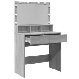 Berkfield Home Beautiful Dressing Table with LED Grey Sonoma 80x41x134.5 cm - thumbnail 9