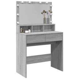 Berkfield Home Beautiful Dressing Table with LED Grey Sonoma 80x41x134.5 cm - thumbnail 4