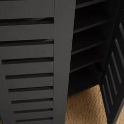 Home Source 2 Door Shoe Storage Cabinet with Slatted Doors & Adjustable Shelving in Black - thumbnail 4