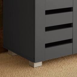 Home Source 2 Door Shoe Storage Cabinet with Slatted Doors & Adjustable Shelving in Black - thumbnail 7