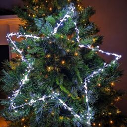Samuel Alexander 60cm Light up Metal Hanging Christmas Star Decoration with 280 White LEDs