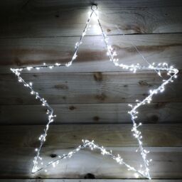 Samuel Alexander 60cm Light up Metal Hanging Christmas Star Decoration with 280 White LEDs - thumbnail 2