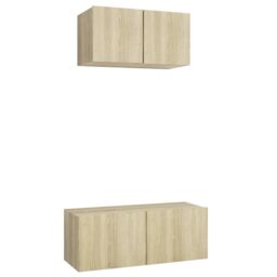 Berkfield Home 2 Piece TV Cabinet Set Sonoma Oak Engineered Wood in Brown - thumbnail 2