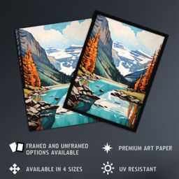 "Artery8 Lake Louise Oil Painting Canada Banff National Park In Autumn Extra Large XL Unframed Wall Art Poster Print - Size: W24"" x H32""" - thumbnail 2