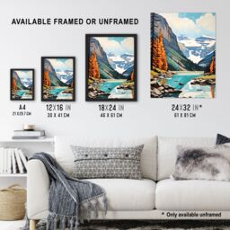 "Artery8 Lake Louise Oil Painting Canada Banff National Park In Autumn Extra Large XL Unframed Wall Art Poster Print - Size: W24"" x H32""" - thumbnail 3