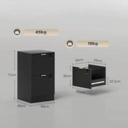 EONLION Filing Cabinet, File Cabinet with 2 Lockable Drawers in Black - Size: 100 cm - thumbnail 2