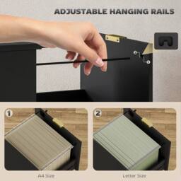 EONLION Filing Cabinet, File Cabinet with 2 Lockable Drawers in Black - Size: 100 cm - thumbnail 4