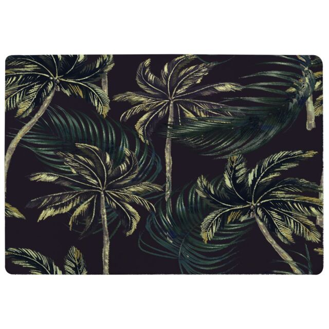 Benjamin Tate Design Green Palm On Black Rug in Natural - Size: Large - image 1