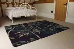 Benjamin Tate Design Green Palm On Black Rug in Natural - Size: Large - thumbnail 3