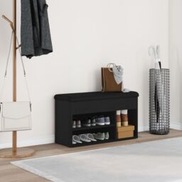 Berkfield Home Storage Bench Black Oak 80x30x45 cm Engineered Wood - Size: 80 x 30 x 45 cm