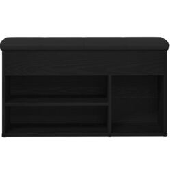 Berkfield Home Storage Bench Black Oak 80x30x45 cm Engineered Wood - Size: 80 x 30 x 45 cm - thumbnail 6