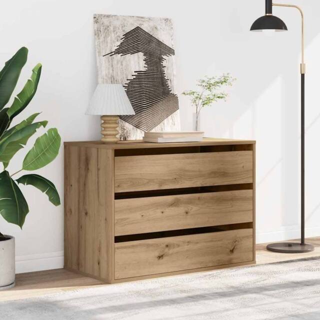 Berkfield Home Classic Corner Chest of Drawers Artisian Oak 80x41x58 cm Engineer in Brown - Size: 80 x 41 x 58 cm - image 1